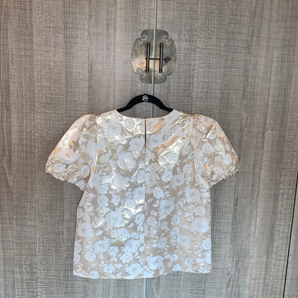 J.Crew‎ Jacquard Puff-Sleeve Top